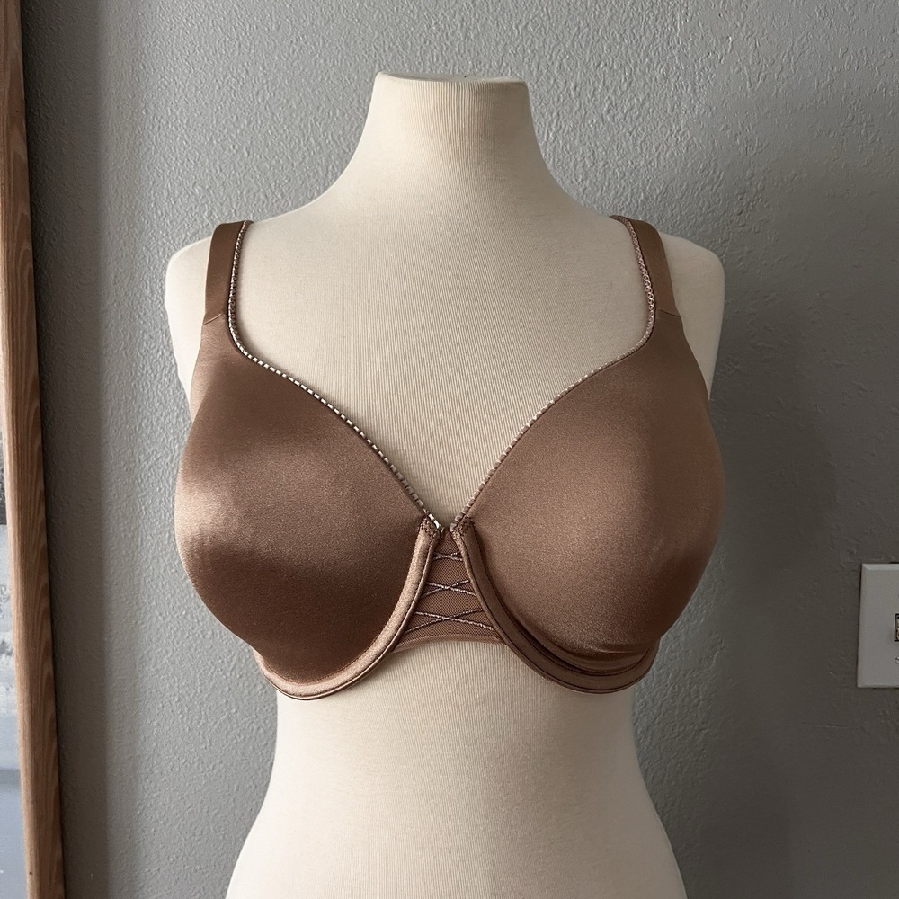 Olga 35161 Pretty Smooth Underwire Lined Full Coverage Bra Women Brown Bra 36 DD
